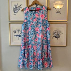 Lilly Pulitzer pink and blue floral cotton dress.
